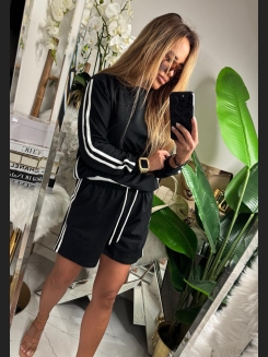 Bluza bawełniana czarna z białymi lampasami